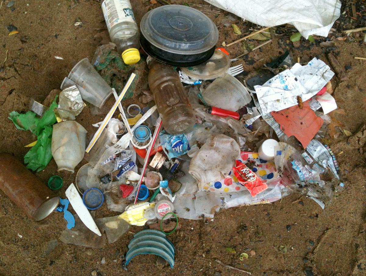 plastics and trash on the beach